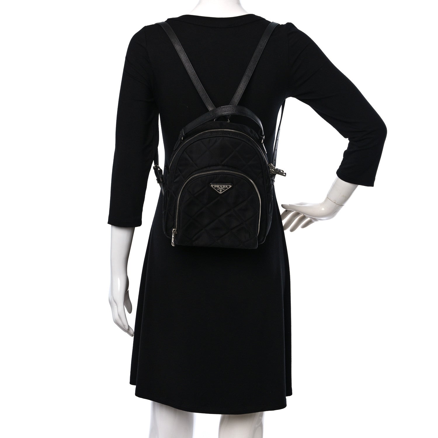 Prada Nylon Tessuto Impuntu Quilted Backpack Black 2 of 8