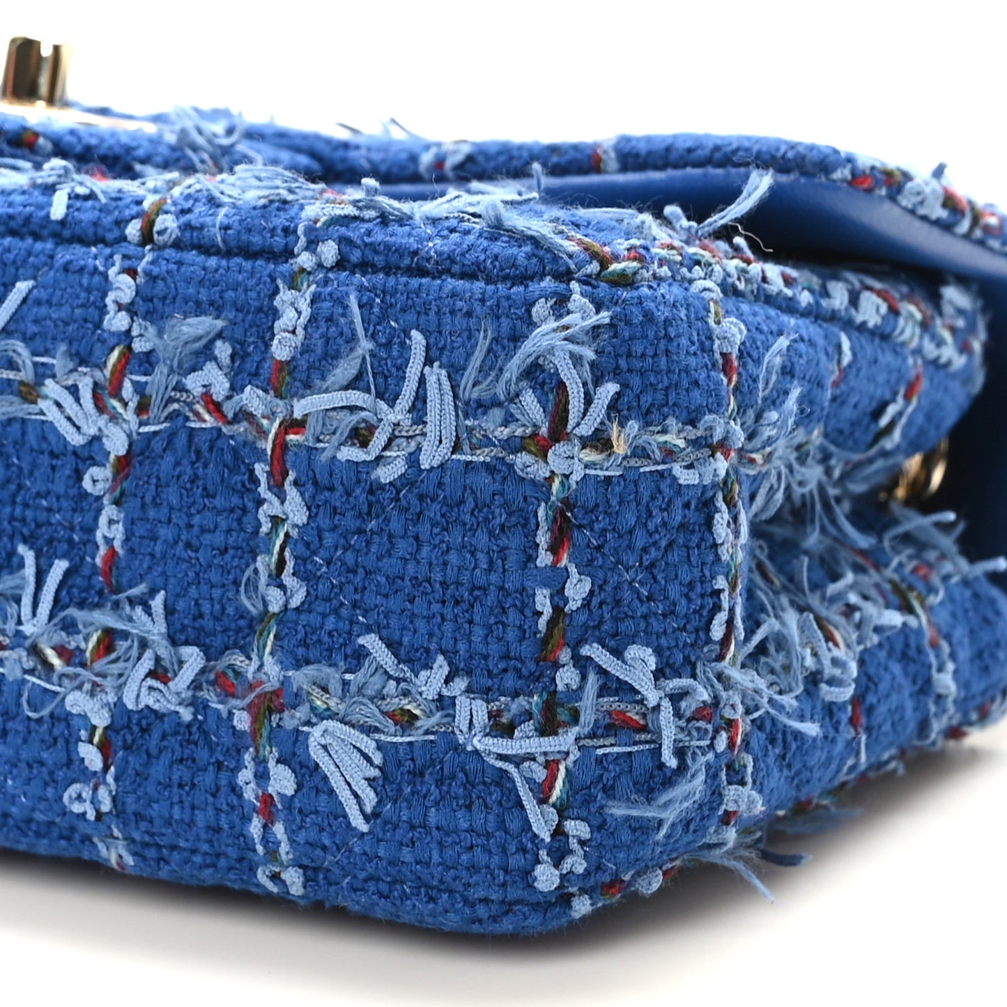 Tweed Quilted Mini Rectangular Flap Blue Multicolor