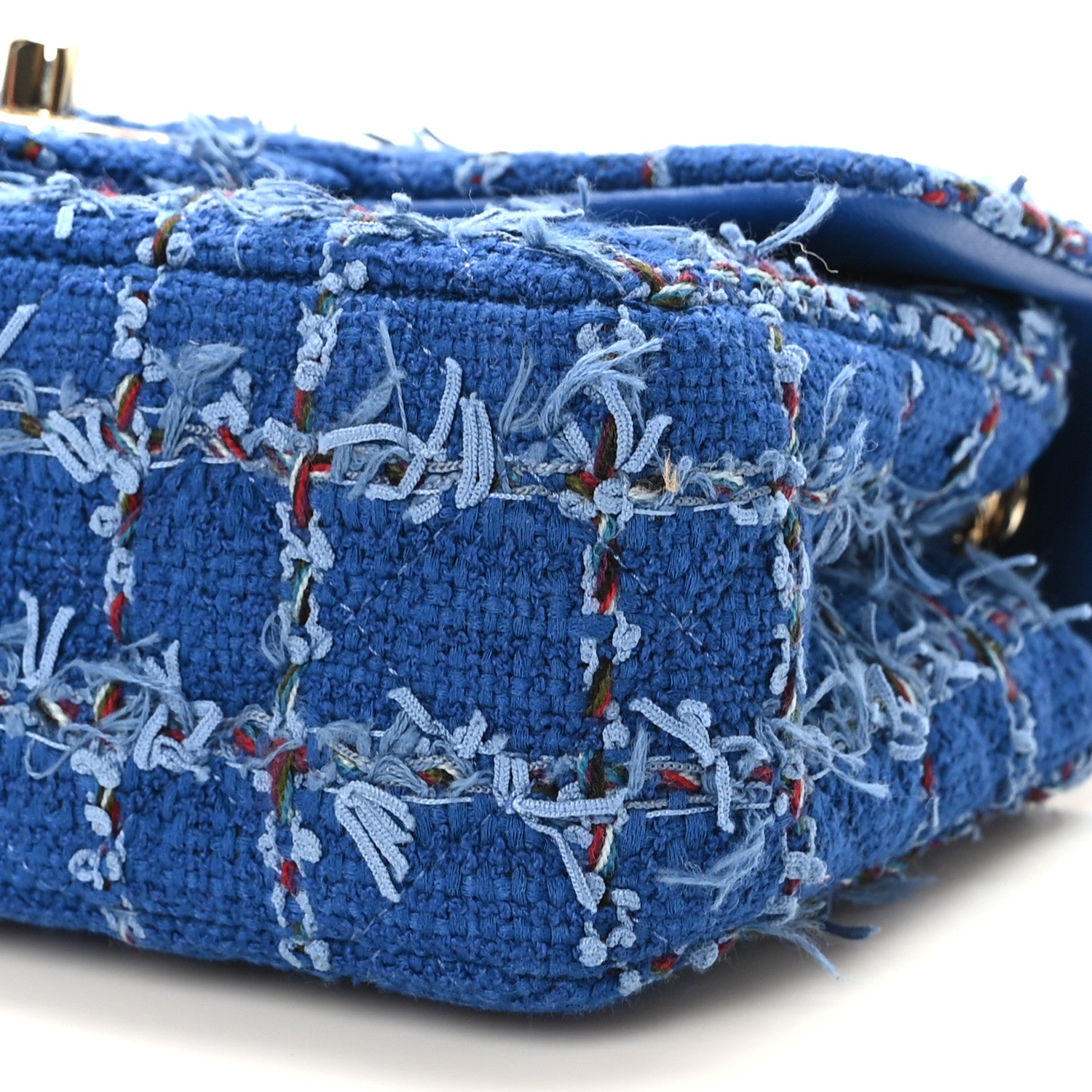 Chanel Tweed Quilted Mini Rectangular Flap Blue Multicolor 9 of 10