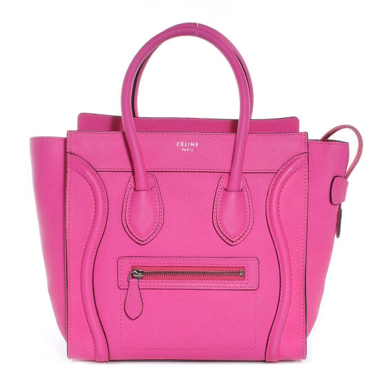 Drummed Leather Micro Luggage Fluo Pink