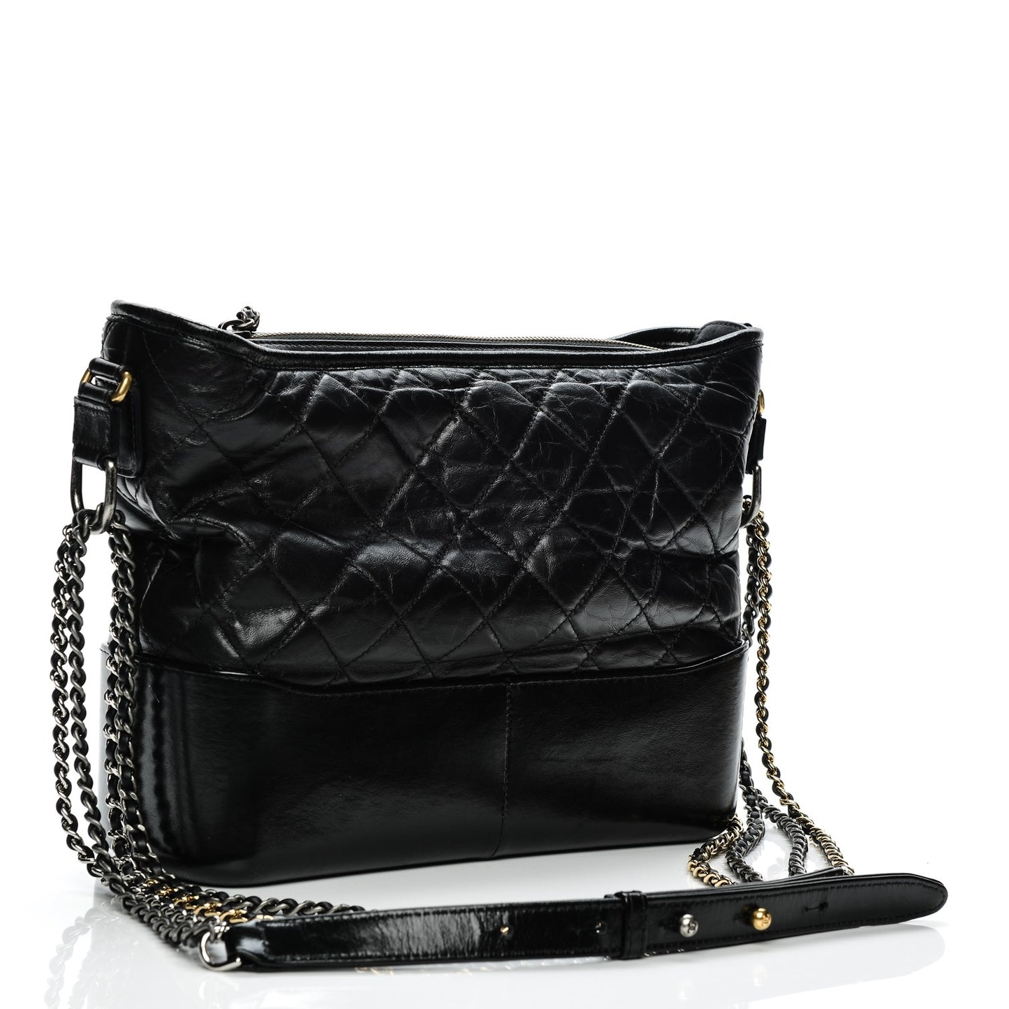Aged Calfskin Quilted Medium Gabrielle Hobo Black