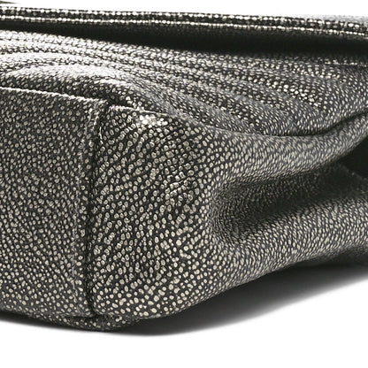 Saint Laurent Metallic Grain De Poudre Matelasse Chevron Monogram Medium College Bag Gunmetal 9 of 9
