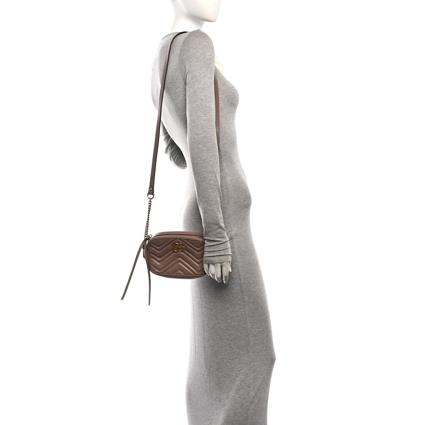 Calfskin Matelasse Mini GG Marmont Chain Shoulder Bag Porcelain Rose