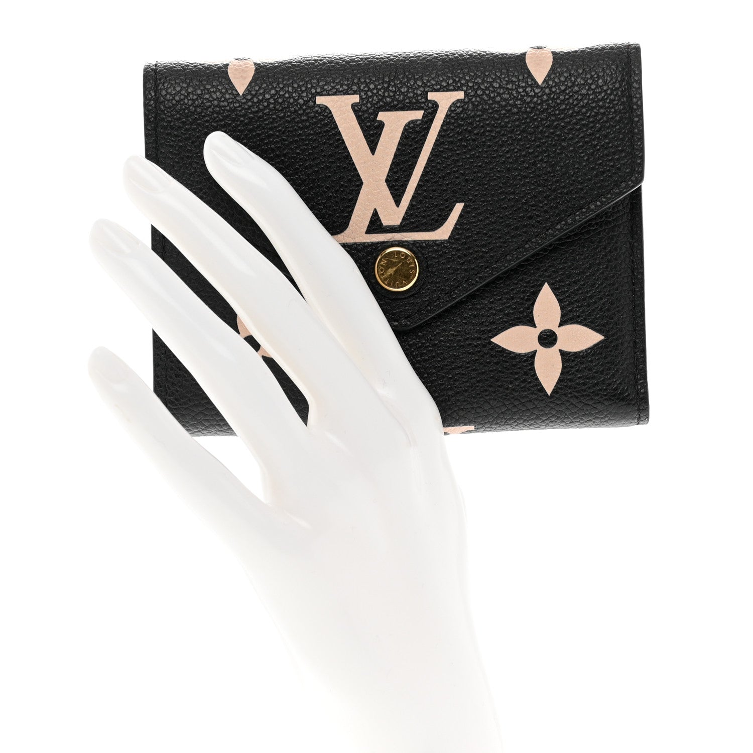 Louis Vuitton Empreinte Monogram Giant Victorine Wallet Black Beige 2 of 7