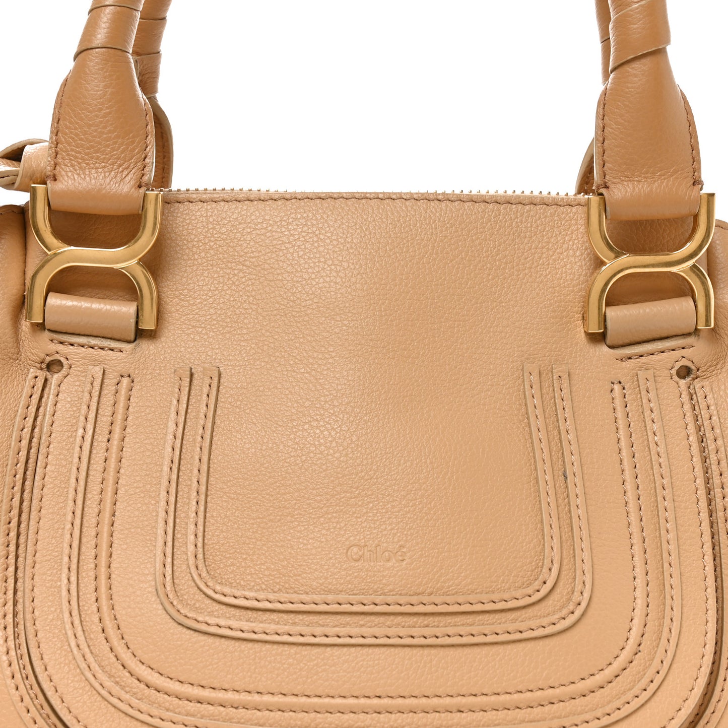 Calfskin Small Marcie Satchel Milky Brown
