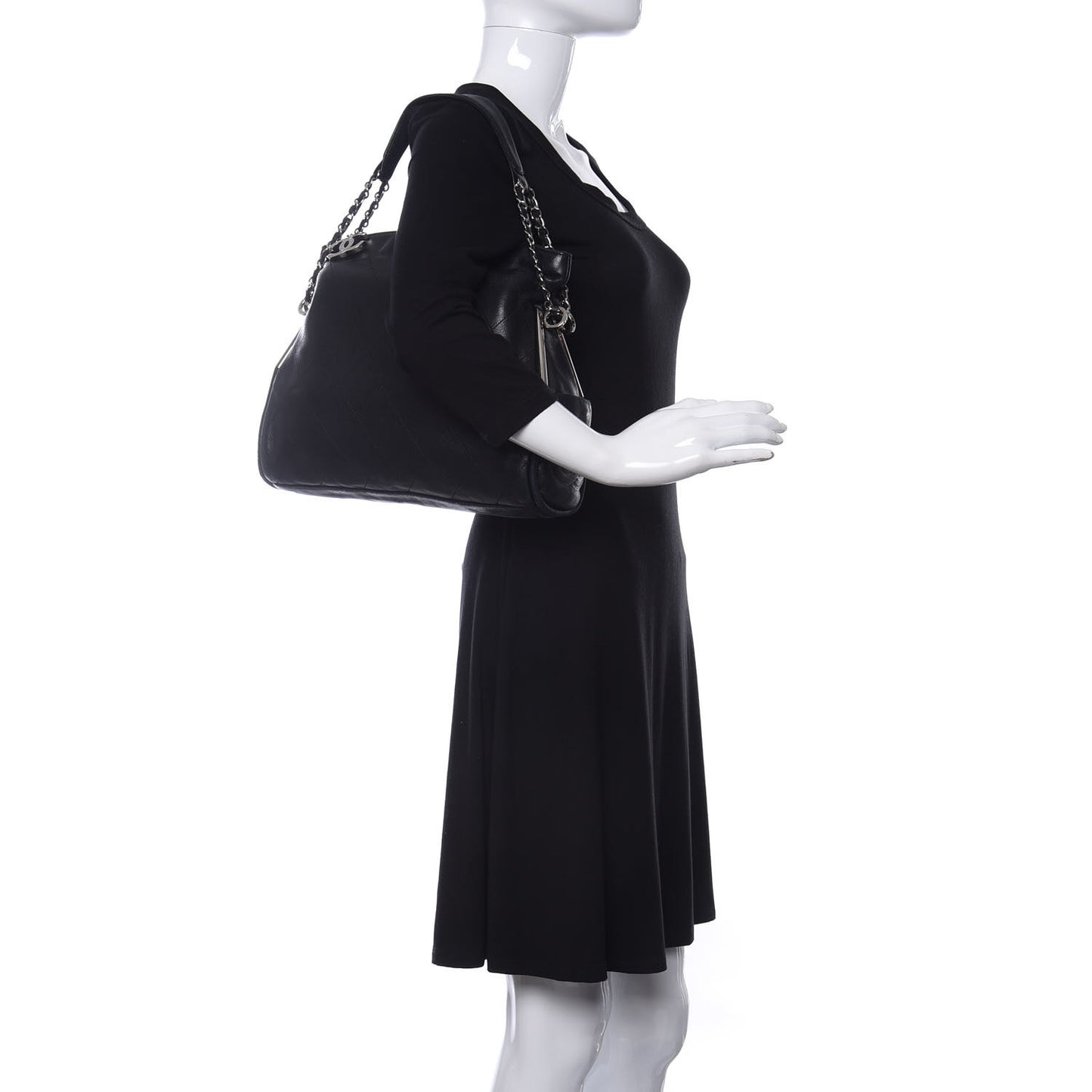 Lambskin Stitched Medium Ultimate Soft Tote Black