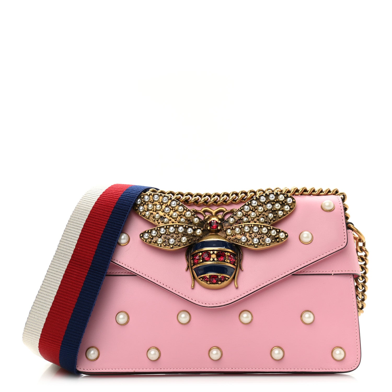 Gucci Nappa Pearl Studded Mini Queen Margaret Broadway Shoulder Bag Sugar Pink 1 of 12