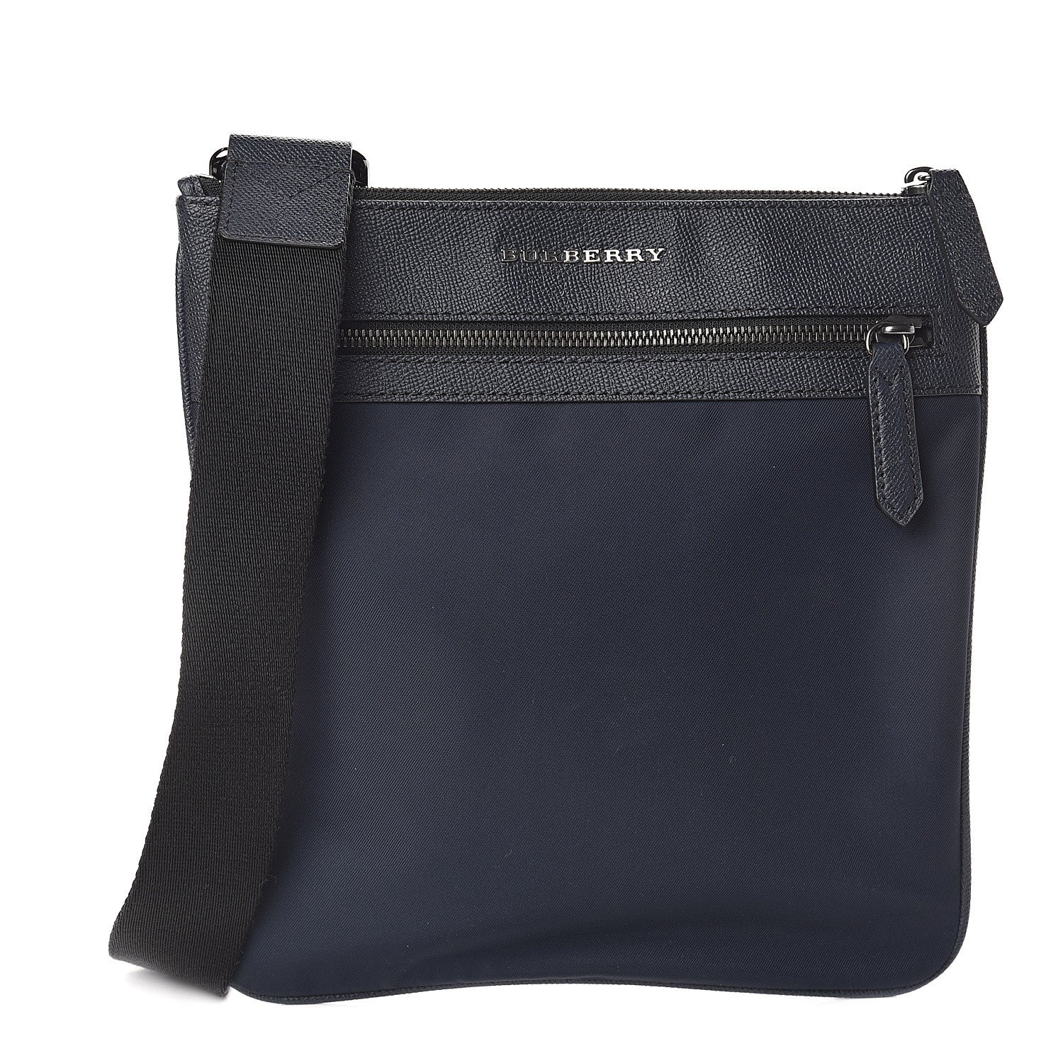 Burberry Grainy Calfskin Nylon Crossbody Bag Navy 1 of 8