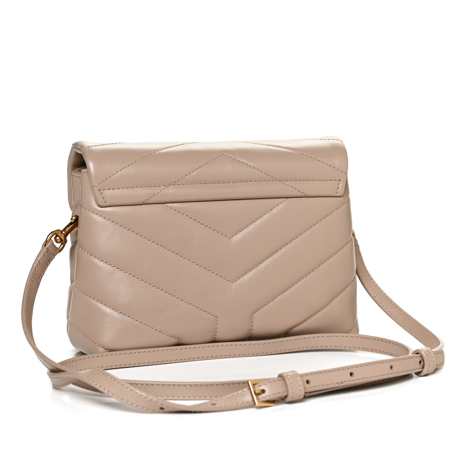 Saint Laurent Calfskin Y Quilted Monogram Toy Loulou Crossbody Bag Latte 3 of 12