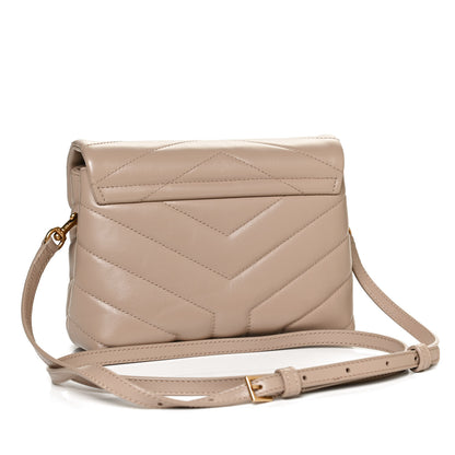 Saint Laurent Calfskin Y Quilted Monogram Toy Loulou Crossbody Bag Latte 3 of 12