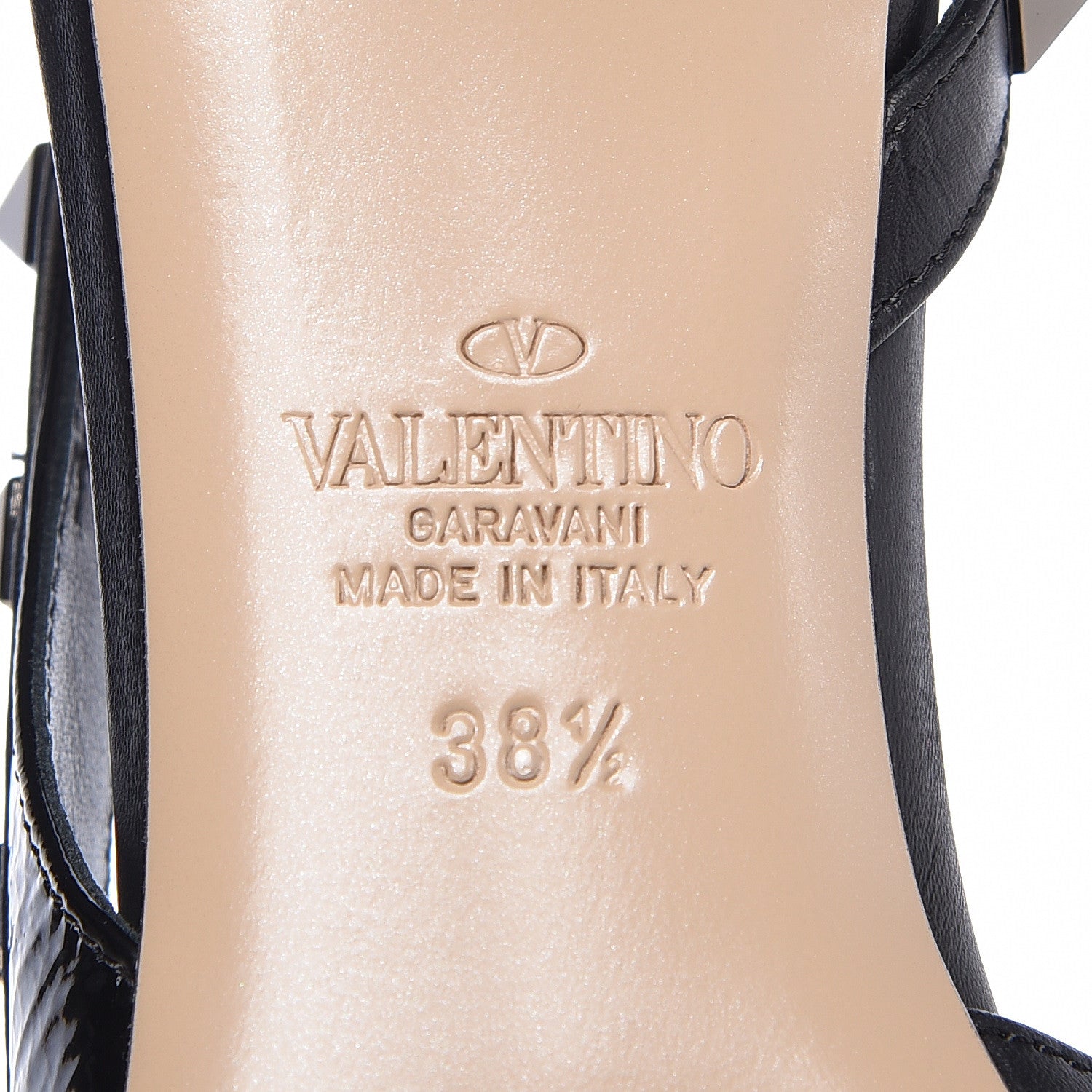 Valentino Garavani Wrinkled Patent Rockstud Half D'Orsay Slingback 50mm Pumps 38.5 Black 6 of 9