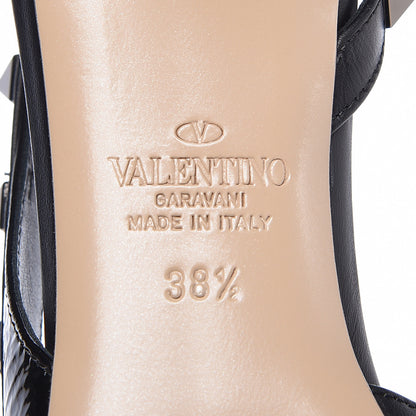Valentino Garavani Wrinkled Patent Rockstud Half D'Orsay Slingback 50mm Pumps 38.5 Black 6 of 9