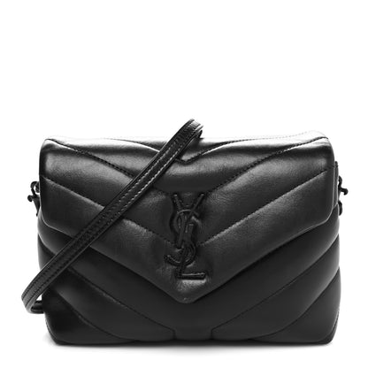 Saint Laurent Calfskin Y Quilted Monogram Monochrome Toy Loulou Crossbody Bag Black 1 of 10