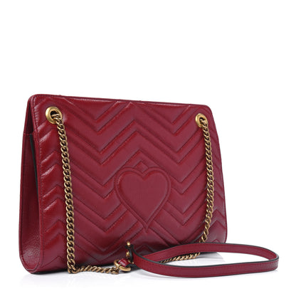 Gucci Azalea Calfskin Matelasse Heart Medium GG Marmont Slim Shoulder Bag Romantic Cerise 3 of 12