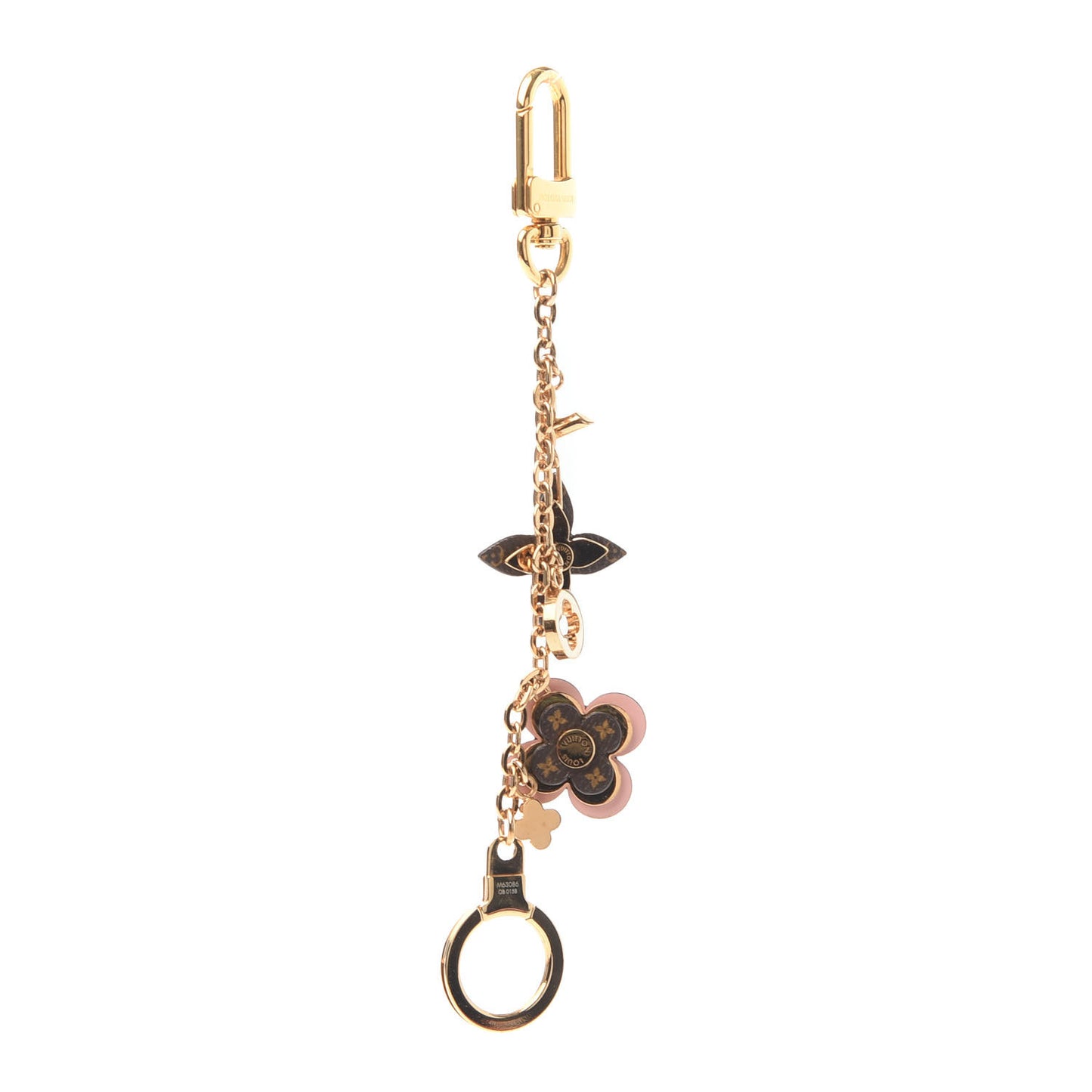 Brass Monogram Blooming Flowers Bag Charm Key Holder Rose Ballerine