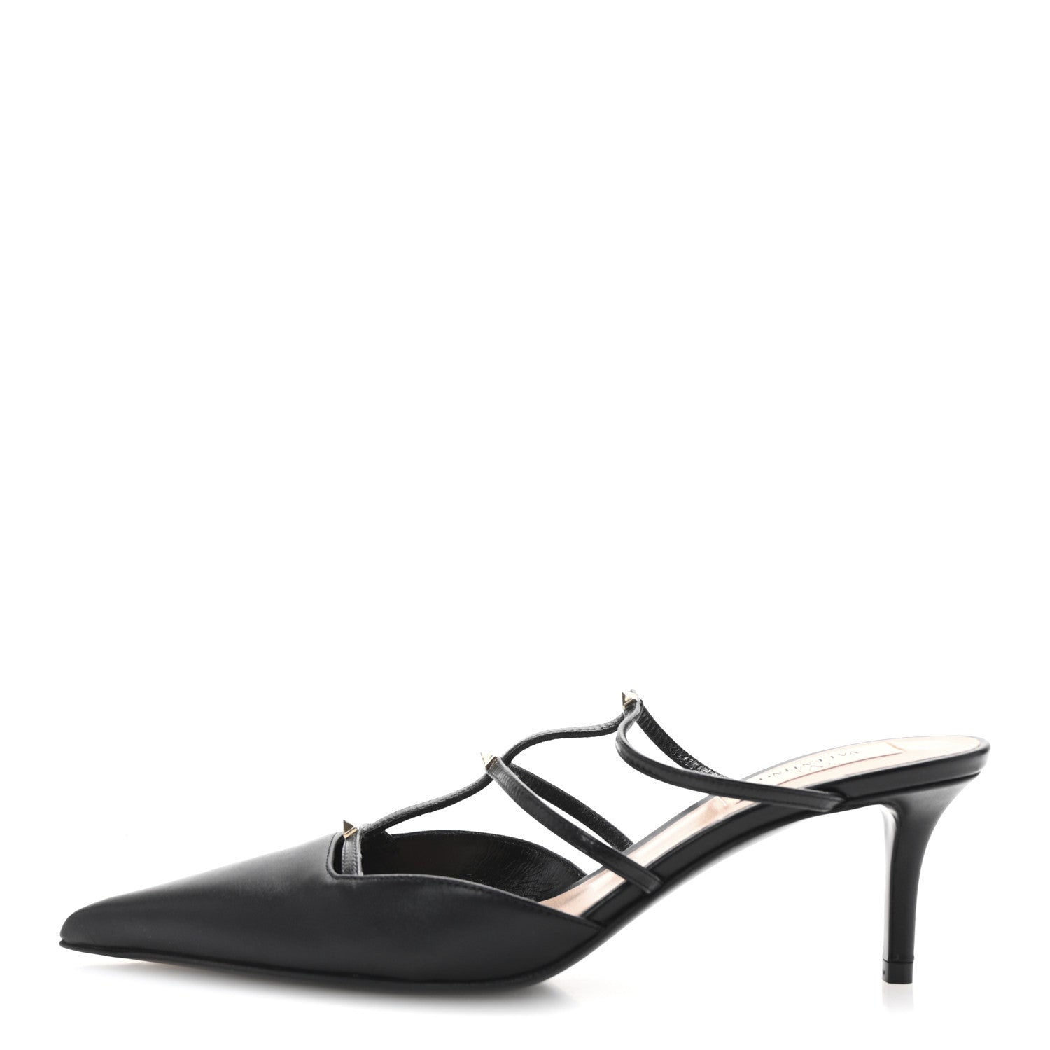 Valentino Garavani Calfskin Rockstud 60mm Wispy Mules 35 Black 1 of 9