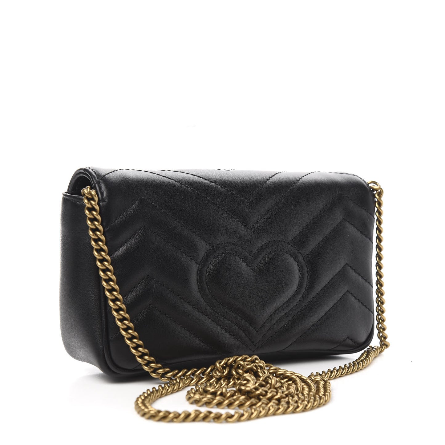 Calfskin Matelasse Super Mini GG Marmont Shoulder Bag Black