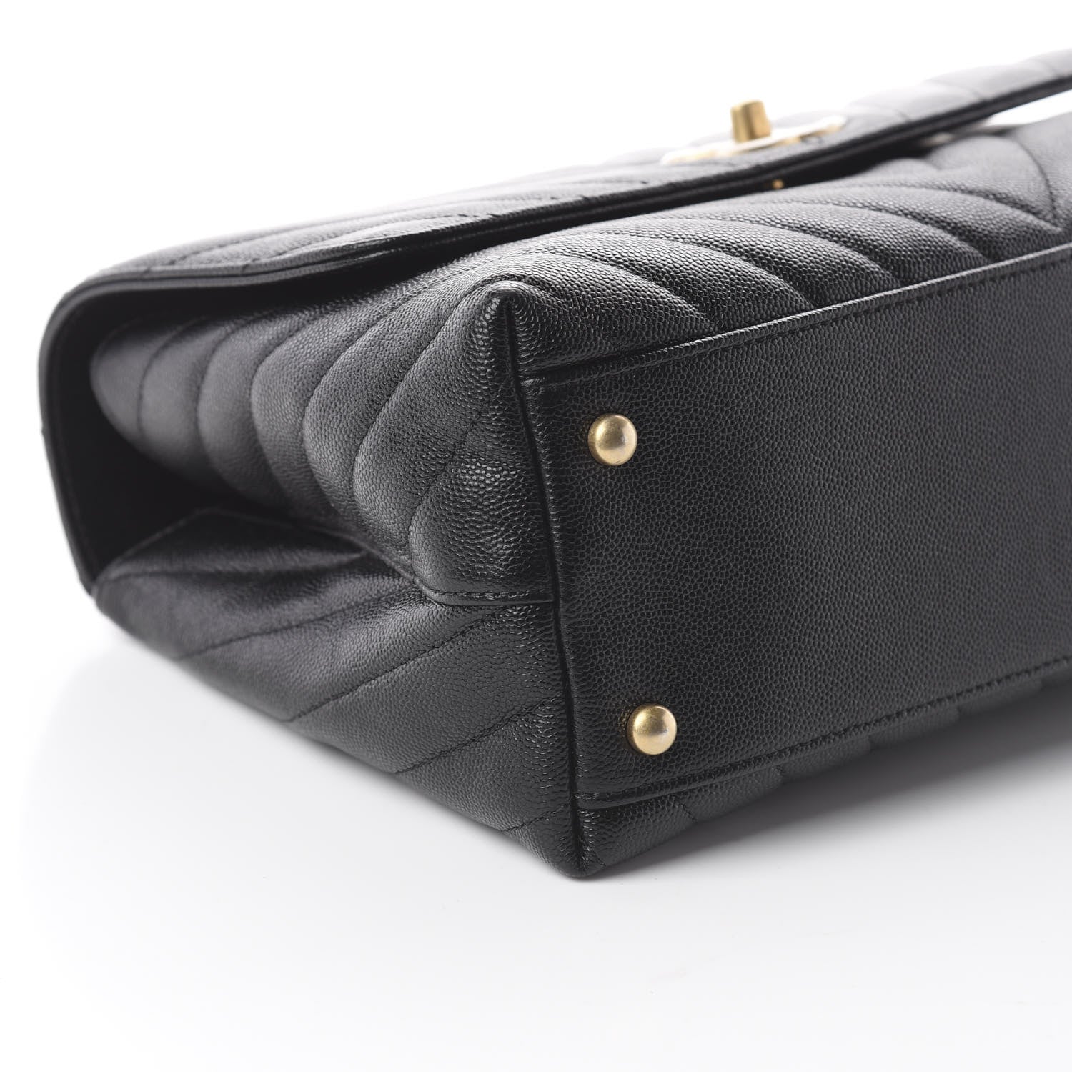 Chanel Caviar Chevron Quilted Small Coco Handle Flap Black 9 of 17
