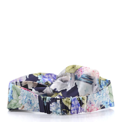 Gucci Silk Blooms Print Duchesse Headband Aqua Blue Black 4 of 7
