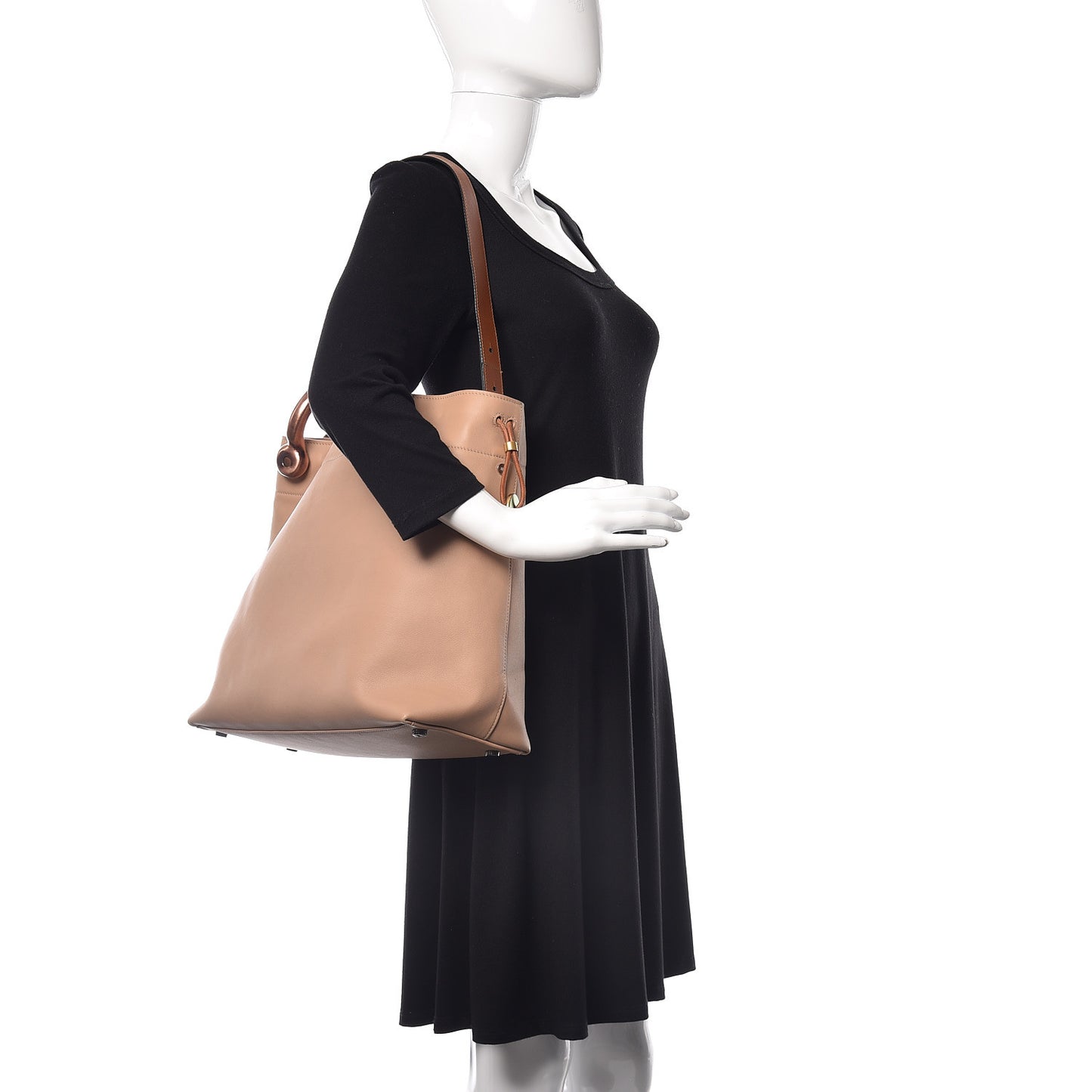 Calfskin Fisherman Hook Drawstring Hobo Bag Blush Nude