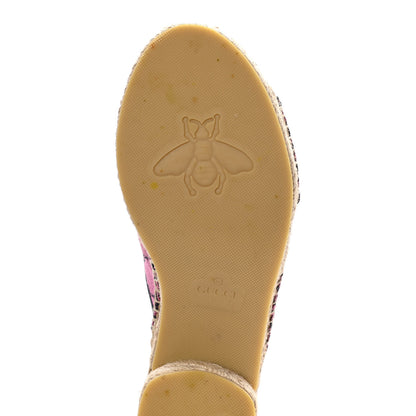 Gucci Monogram Multicolor Criss Cross Espadrille Sandals 37 Pink Blue 8 of 12