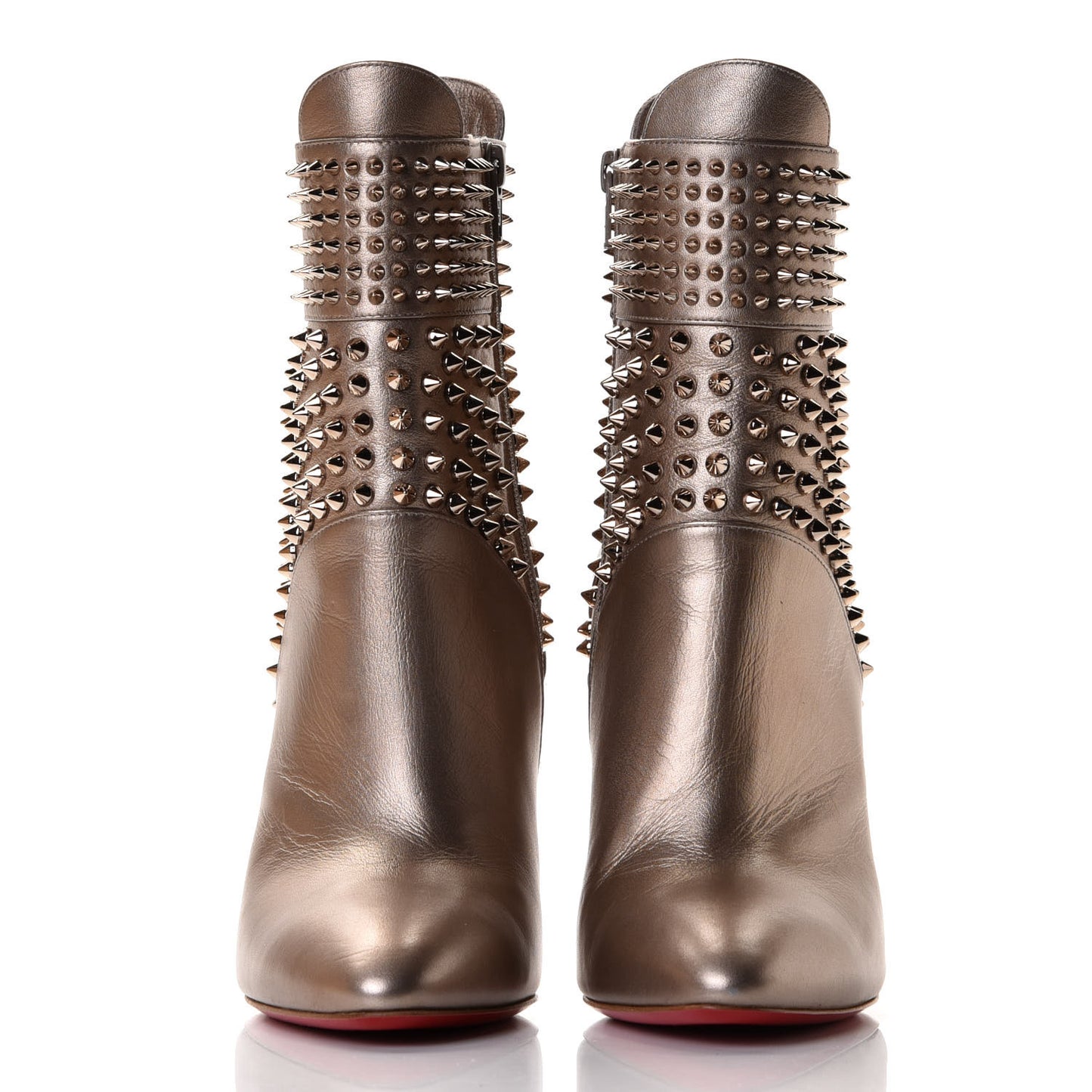 Calfskin Perle Spiked Hongroise 85 Ankle Boots 39 Colombe