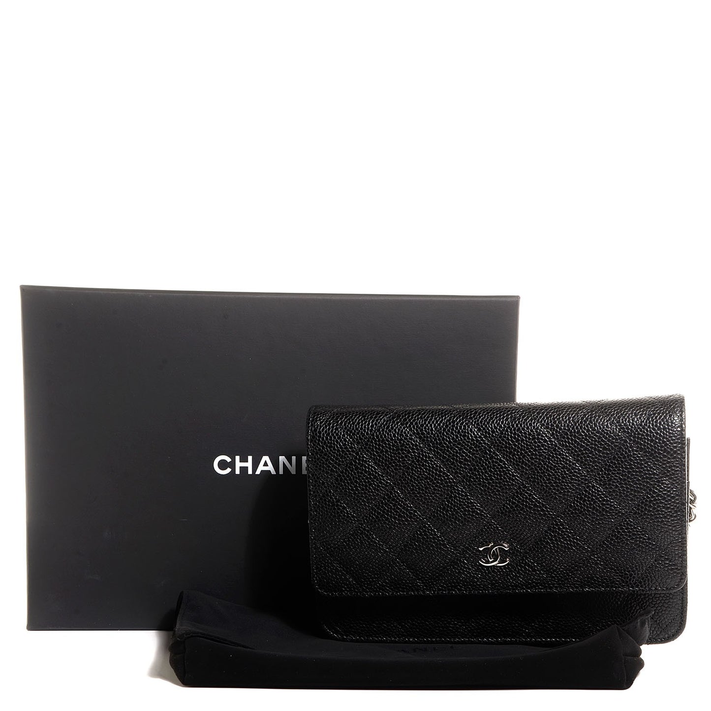 Caviar Quilted Wallet On Chain WOC Black