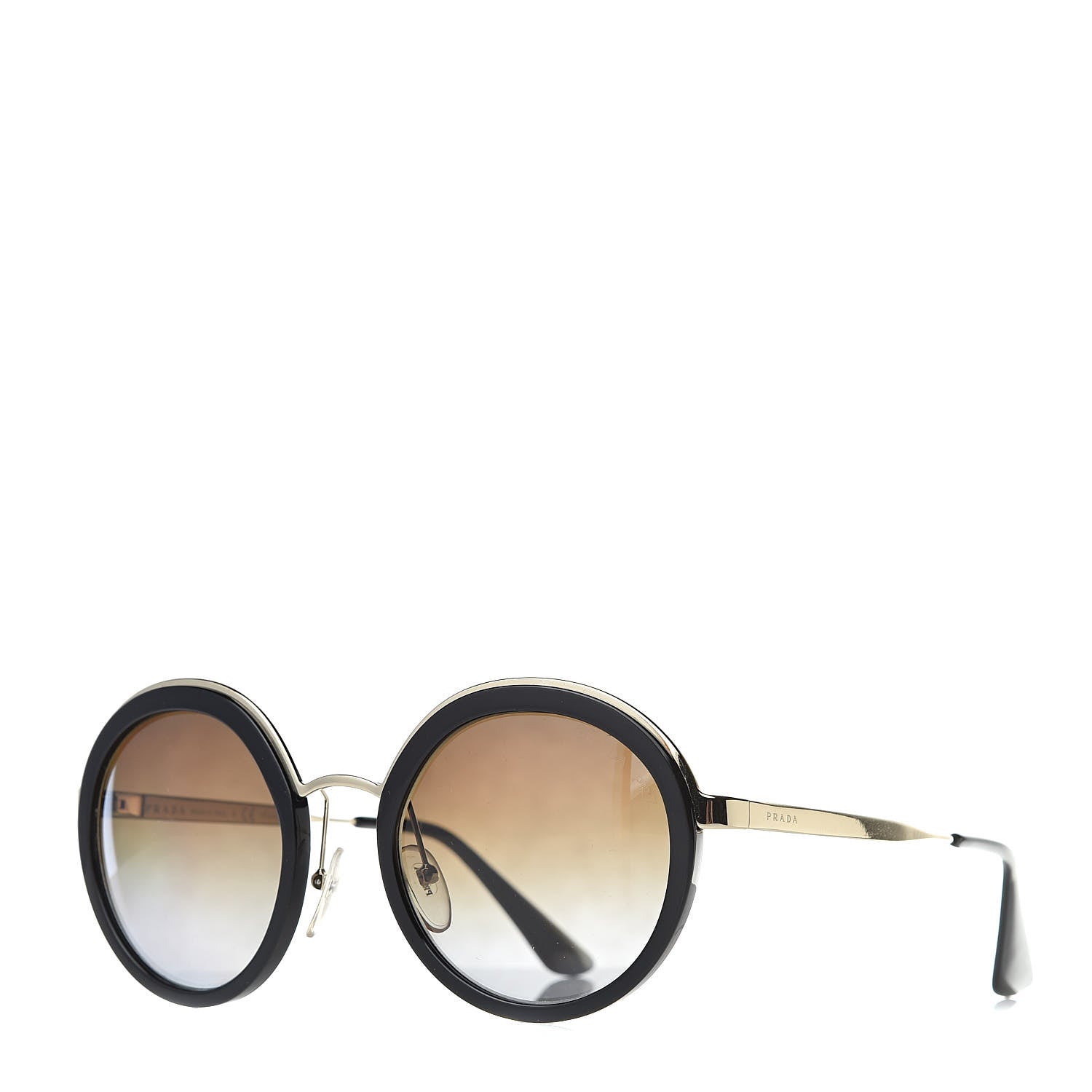 Prada Round Frame Sunglasses SPR 50T Black 1 of 8