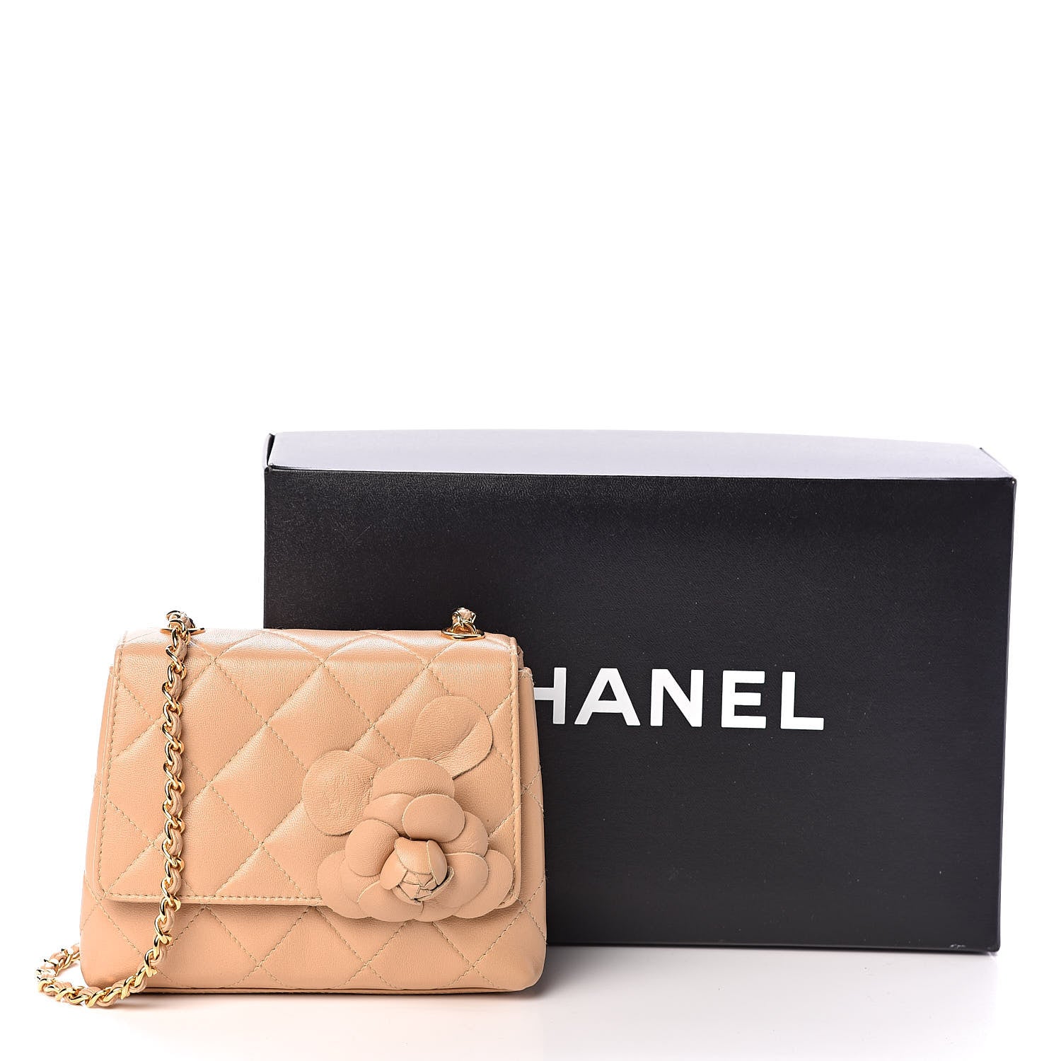 Chanel Lambskin Quilted Mini Camellia Flap Beige 12 of 12