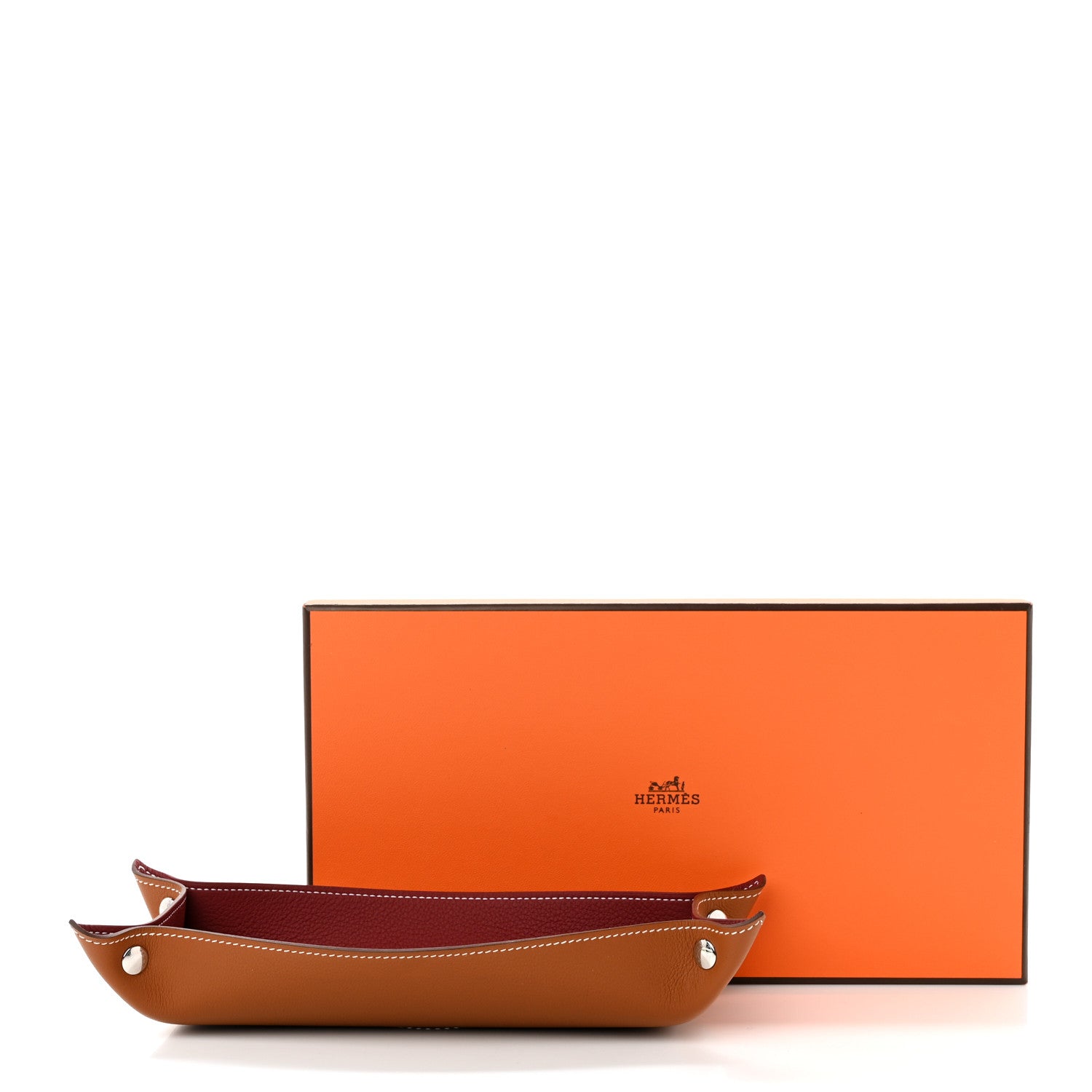 Hermes Taurillon Clemence Mises et Relances Desk Pencil Case Fauve Rouge H 7 of 7