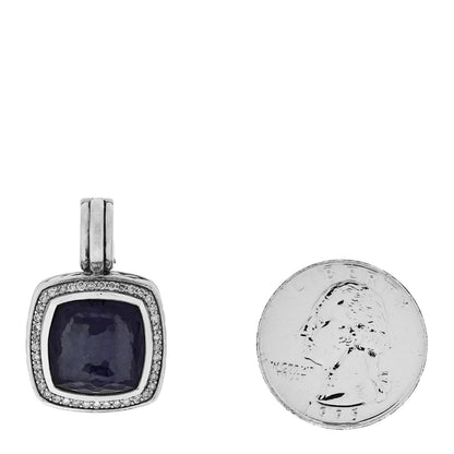 David Yurman Sterling Silver Diamond Black Orchid 14mm Albion Enhancer Pendant 2 of 4