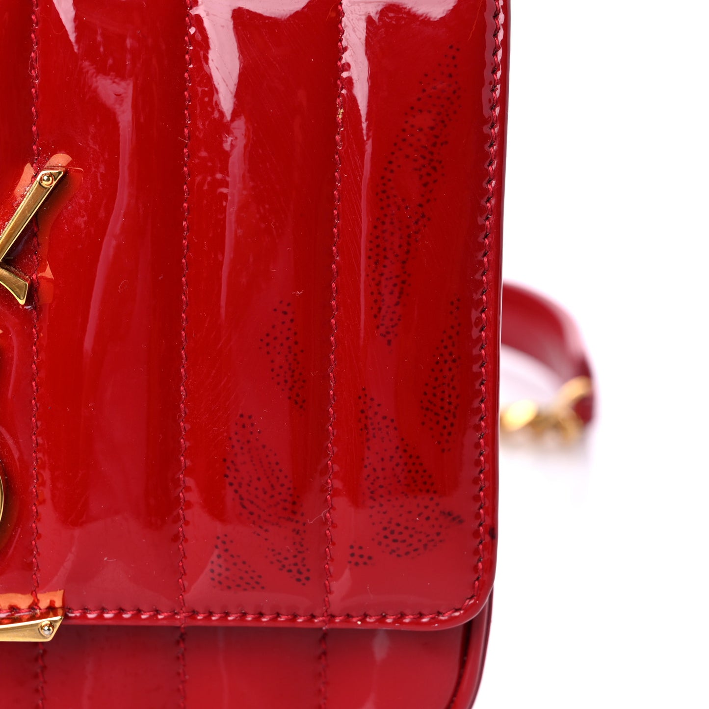 Patent Matelasse Monogram Small Vicky Chain Bag Red