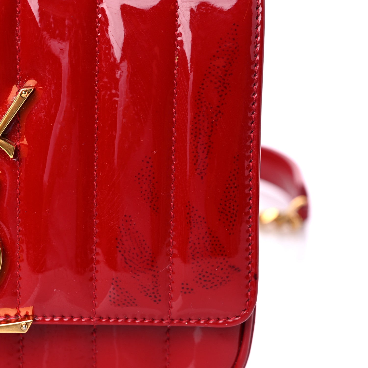 Saint Laurent Patent Matelasse Monogram Small Vicky Chain Bag Red 16 of 17