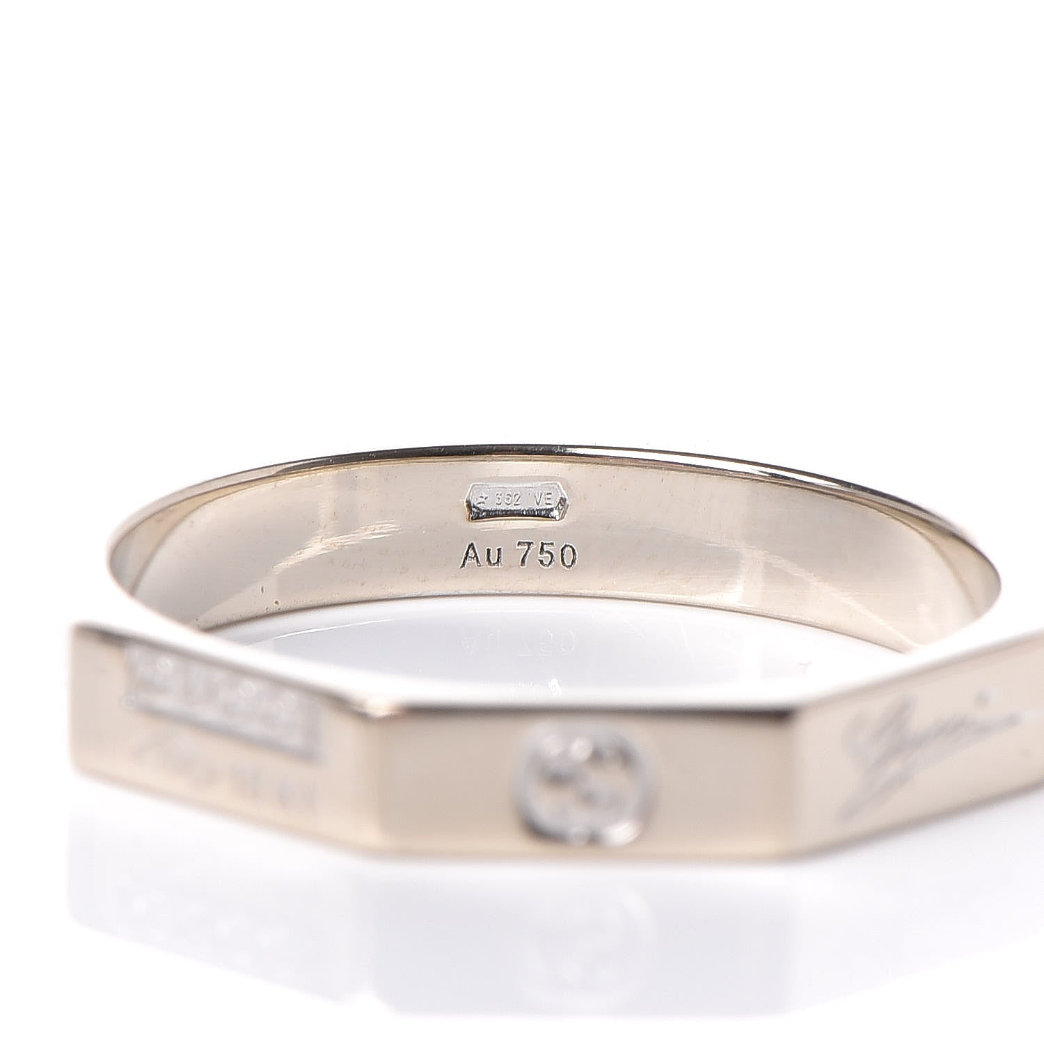 Gucci 18K White Gold Octagon Logo Band Ring 59 8.75 6 of 6