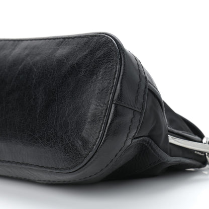 Prada Calfskin Tessuto Nylon Shoulder Bag Black 10 of 11