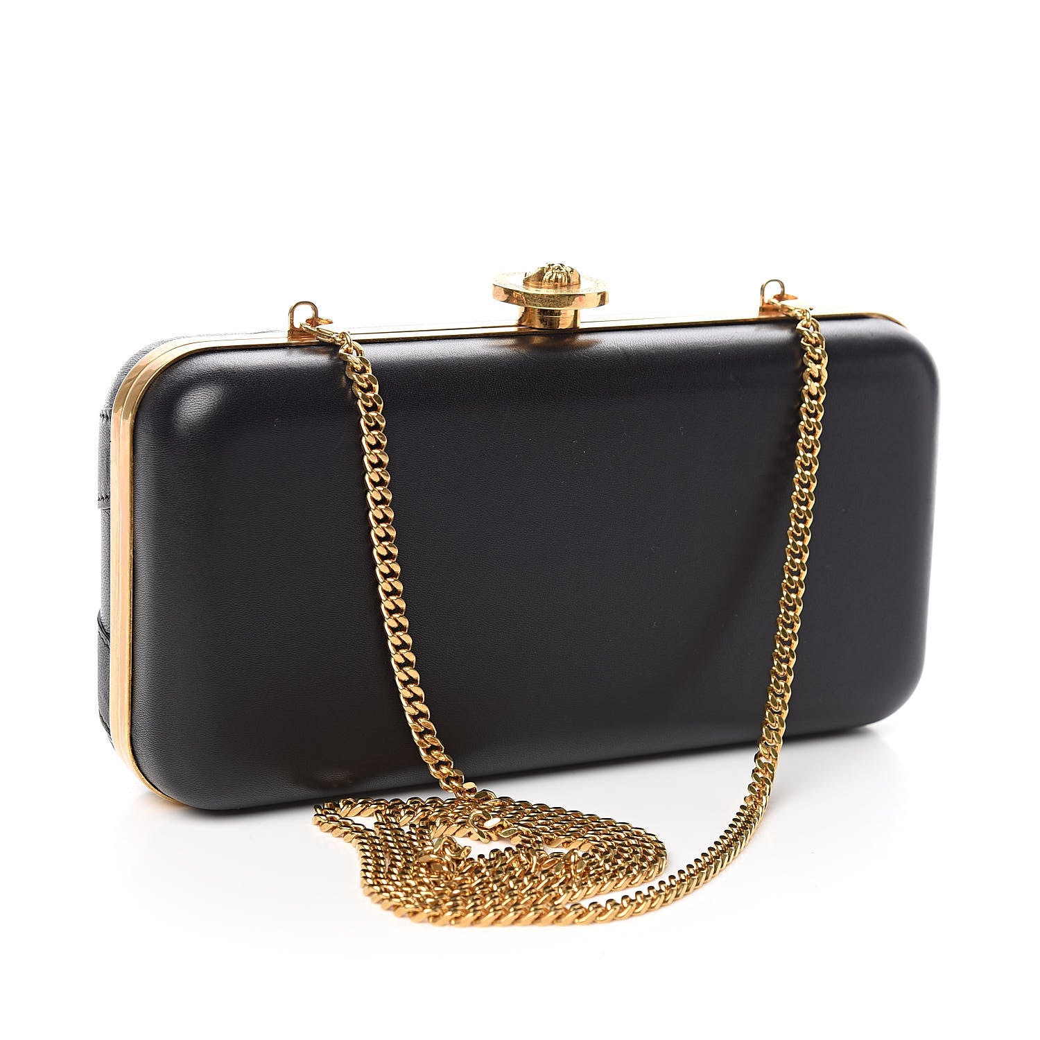 Versace Nappa Medallion Tribute Evening Clutch Chain Black 3 of 9