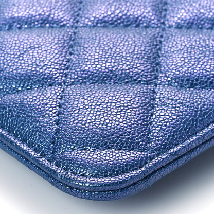 Chanel Iridescent Caviar Quilted Classic Strap Pouch Dark Blue 10 of 11