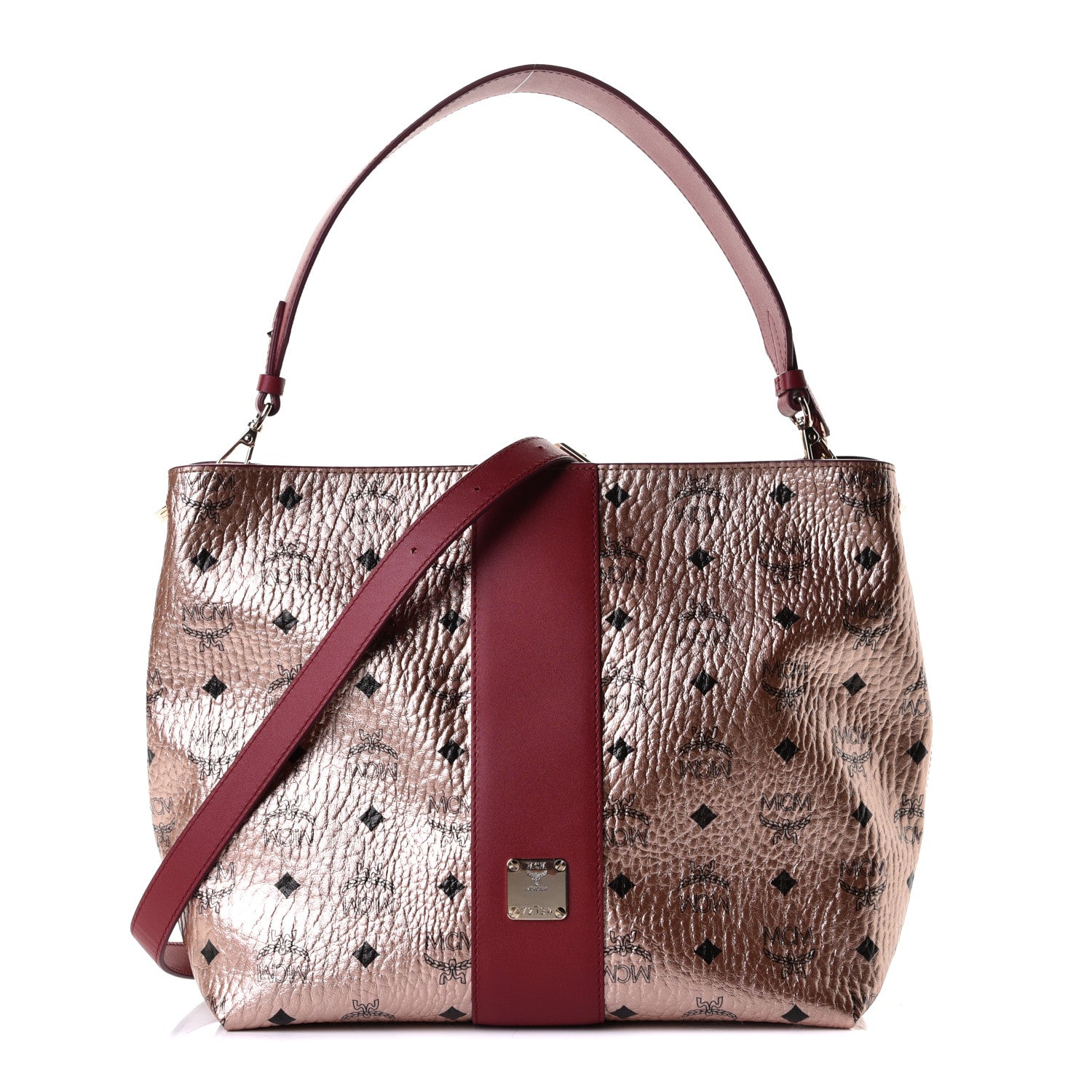 MCM Metallic Visetos Medium Klara Hobo Champagne Gold 1 of 5