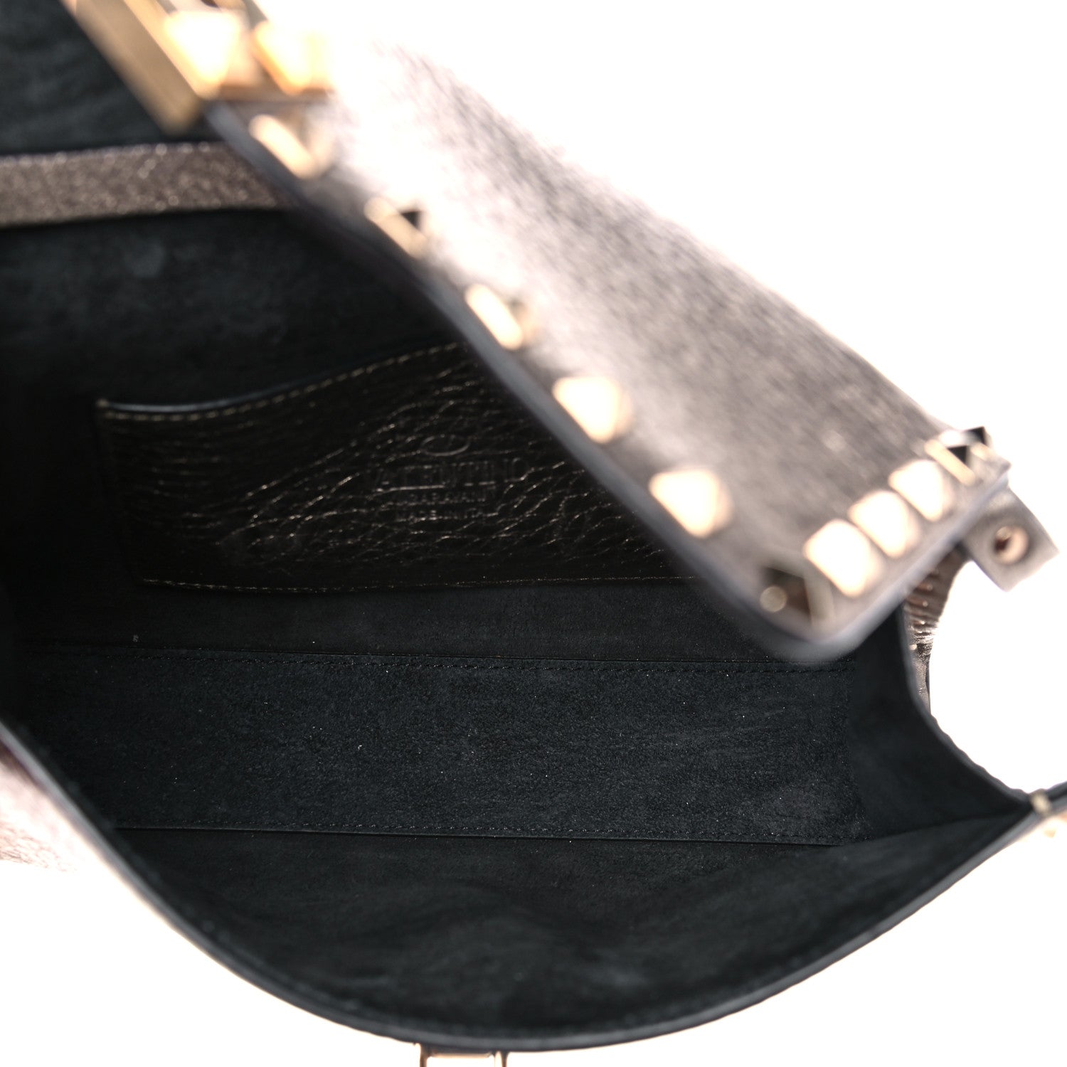 Valentino Garavani Metallic Pebbled Calfskin Medium Rockstud Flip Lock Crossbody Bag Sasso 5 of 12