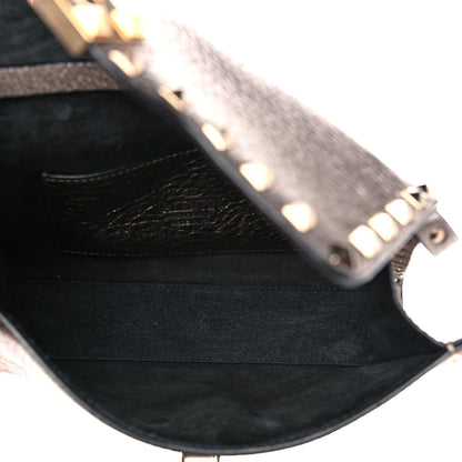 Valentino Garavani Metallic Pebbled Calfskin Medium Rockstud Flip Lock Crossbody Bag Sasso 5 of 12