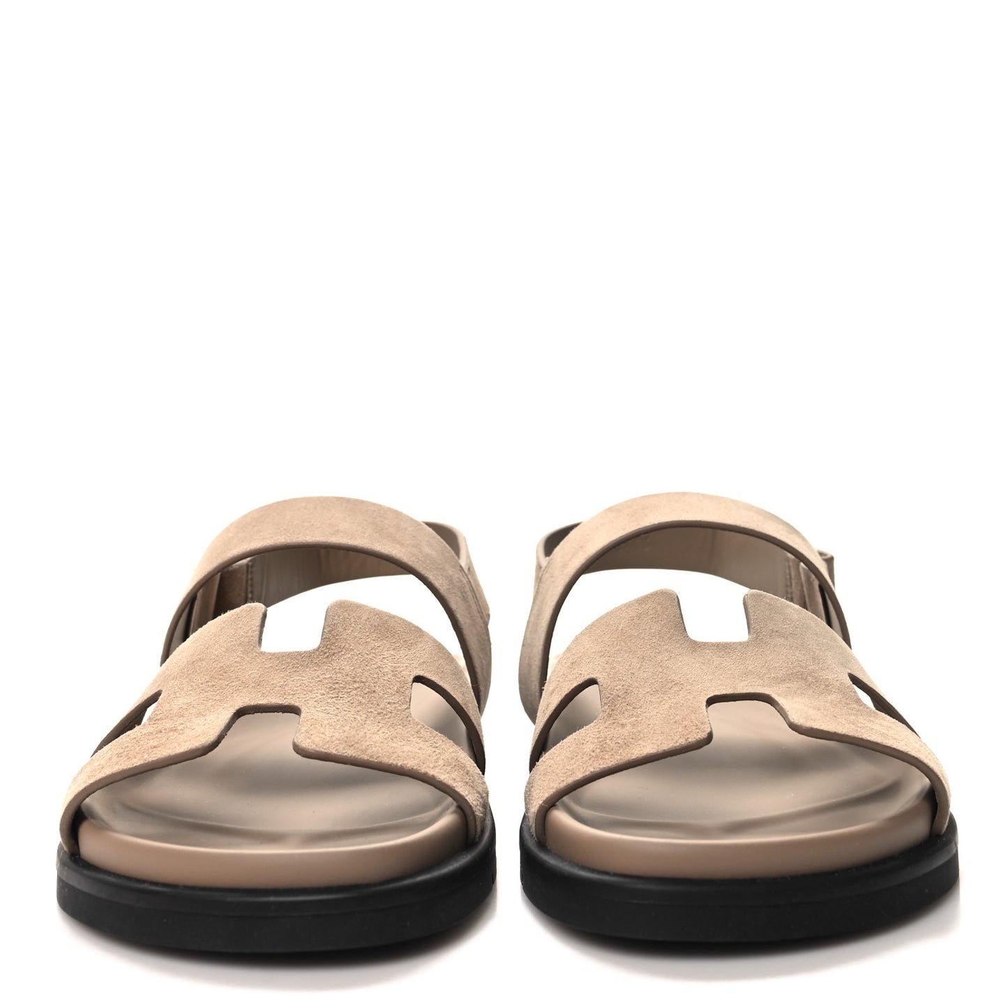 Suede Goatskin Womens Genius Sandals 38.5 Beige Argile