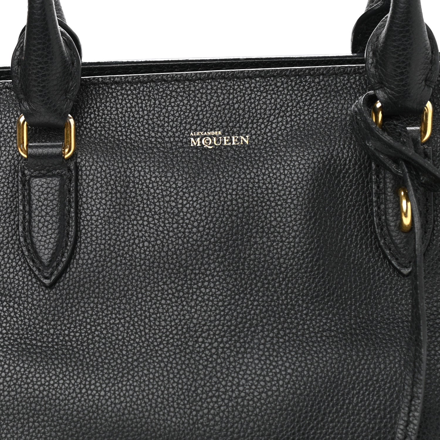 Alexander McQueen Pebbled Calfskin Large Skull Padlock Zip Around Tote Black 8 of 15