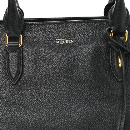 Alexander McQueen Pebbled Calfskin Large Skull Padlock Zip Around Tote Black 8 of 15