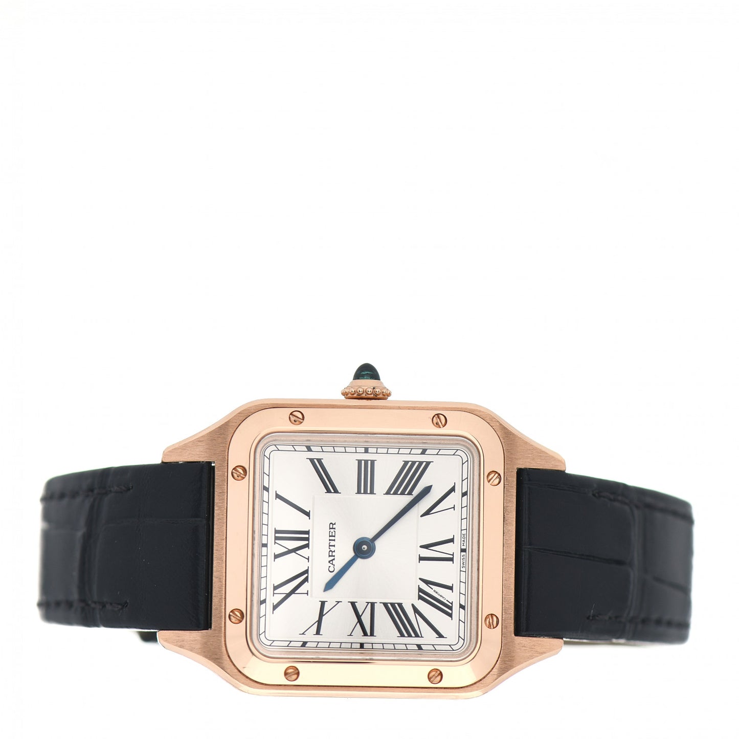 18K Pink Gold Alligator 27.5mm Santos Dumont Quartz Watch