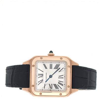 Cartier 18K Pink Gold Alligator 27.5mm Santos Dumont Quartz Watch 2 of 5