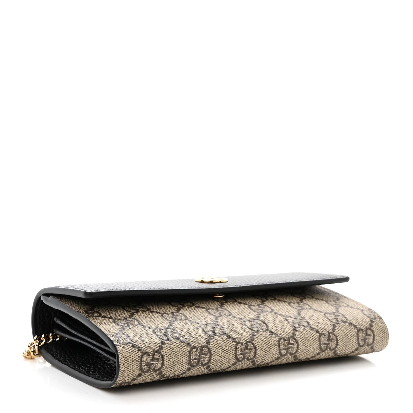 Dollar Calfskin GG Supreme Monogram Petite GG Marmont Wallet Chain Bag Black Beige Ebony