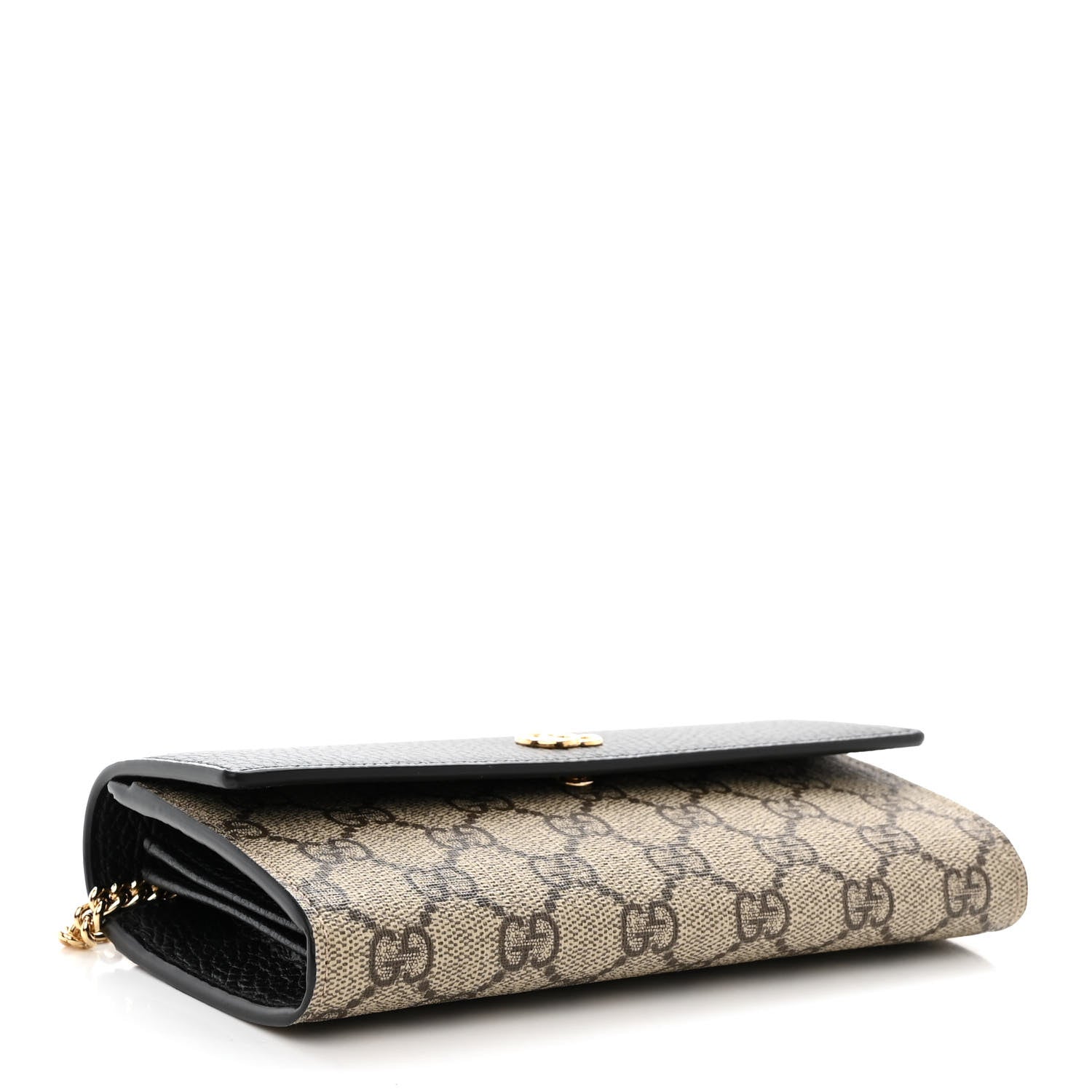 Gucci Dollar Calfskin GG Supreme Monogram Petite GG Marmont Wallet Chain Bag Black Beige Ebony 4 of 12