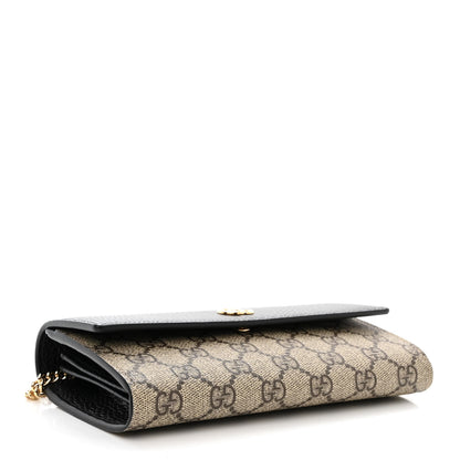 Gucci Dollar Calfskin GG Supreme Monogram Petite GG Marmont Wallet Chain Bag Black Beige Ebony 4 of 12