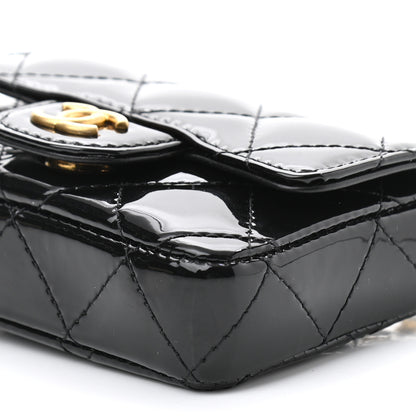 Chanel Patent Quilted Enamel Chain Mini Flap Belt Bag Black 10 of 11