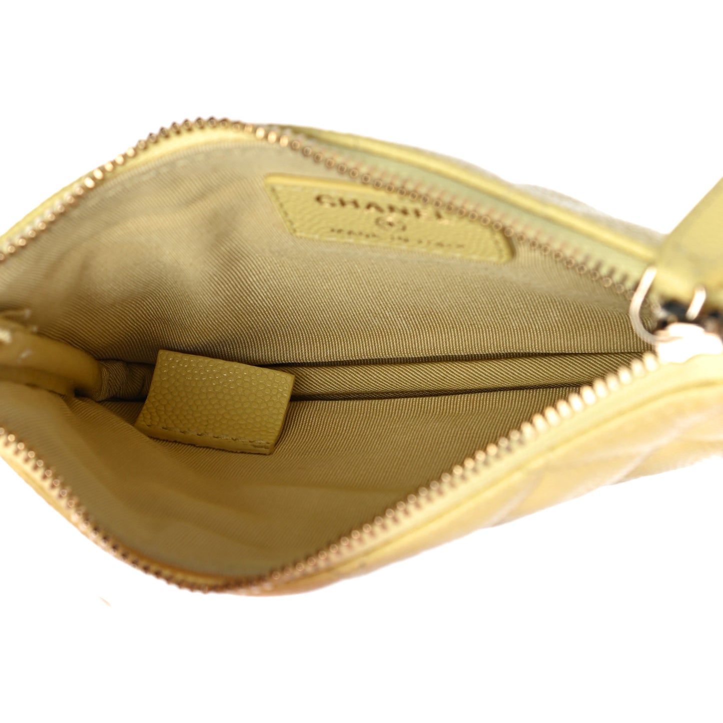 Caviar Quilted Small Cosmetic Case Yellow